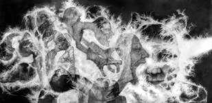 Cleansing of legion (Mark 5.1-15)  1999  pencile on paper  70 x 140 cm  $5,000 (framed)