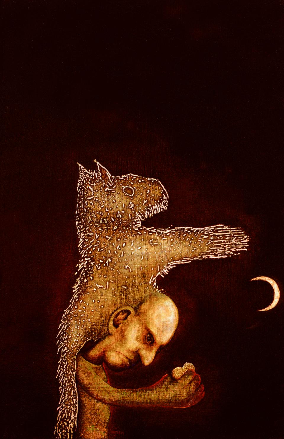 Being a burden to someone you love  1994  oil on Linen  55 x 36 cm    SOLD