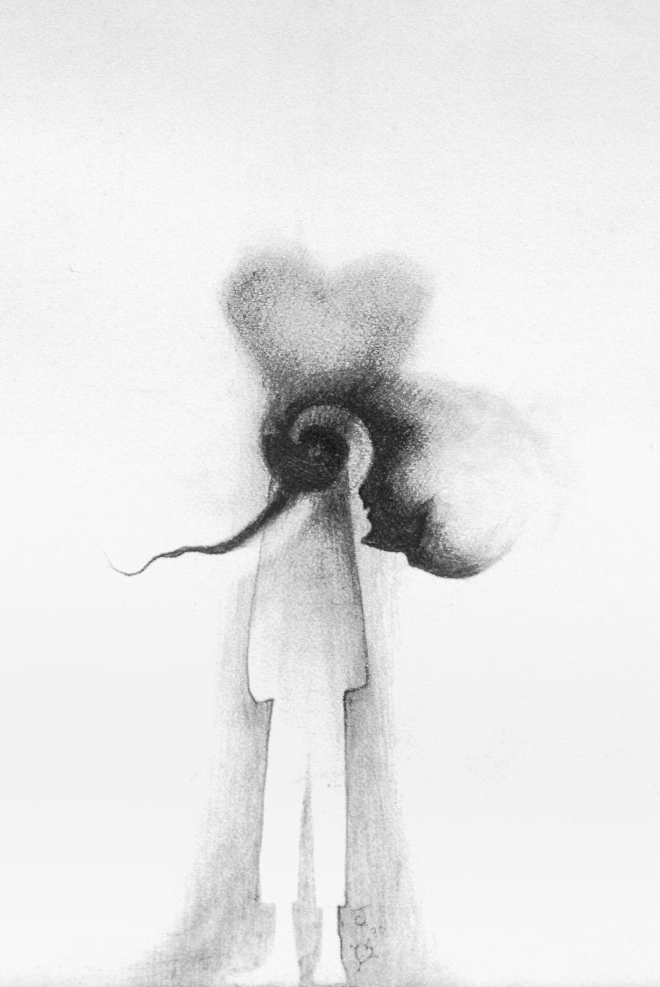 Shedding Skin  1990  pencile on paper  20 x 14 cm  SOLD