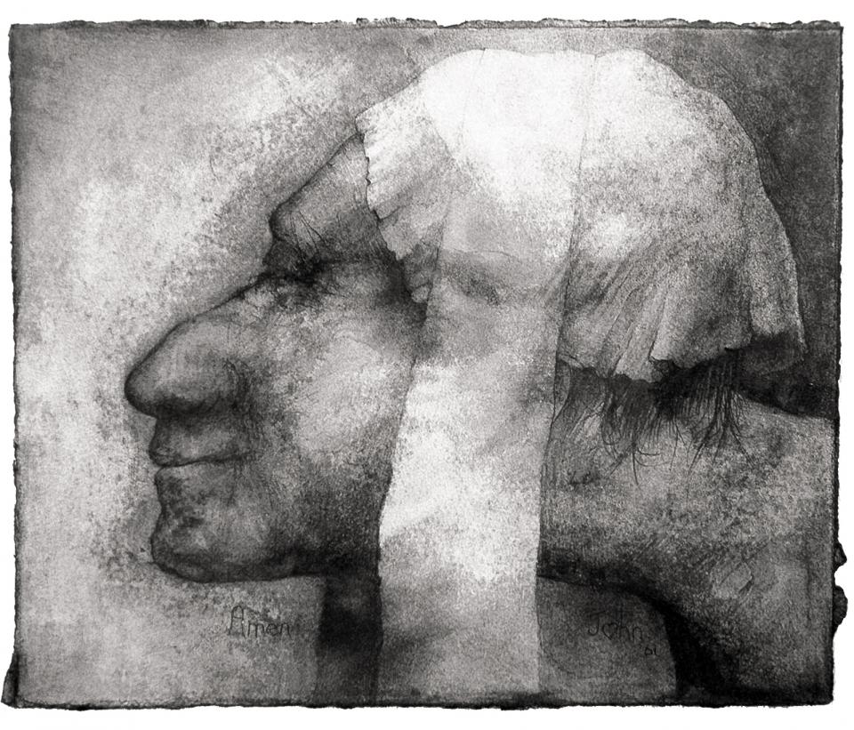 The Man of Prayer  2001 pencile on paper  25 x 36 cm SOLD