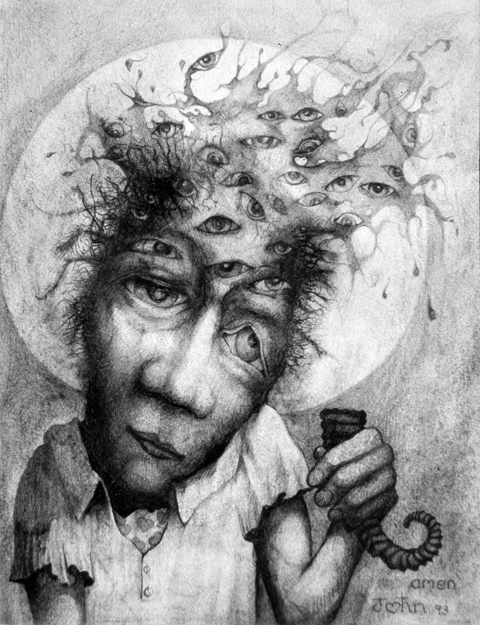 My Cup Runneth Over  1993  pencile on paper   41 x 31  SOLD