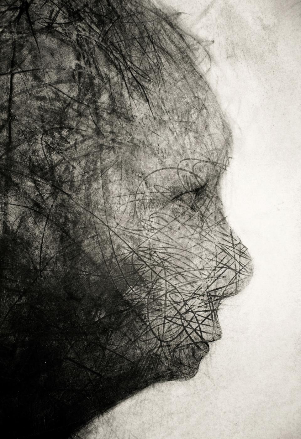 Child profile (detail)  2008  charcoal on paper  61 x 48 cm  SOLD