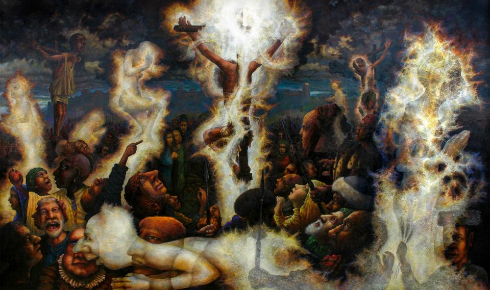 The Triptych (panel 2) Mathew 27/50-54  1991-2004  oil on linen 183 x 305 cm  P.O.A.
